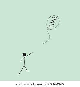 The Balloon of Time: a simple illustration of time and a man slipping away his time, as the man tries to capture it but the balloon goes on.