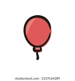 Balloon - Toy icon (Hand-drawn line, colored version)