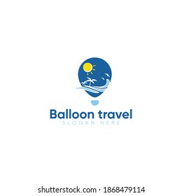 Balloon Travel Logo Design Template, Water wave Logo Template, Sun logo design template