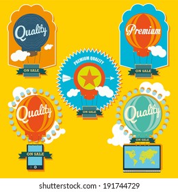 Balloon trip labels vector illustration