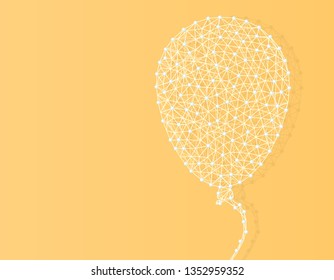 Balloon twisted from lines isolated on a light yellow background, low poly illustration