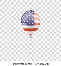 Balloon with US Flag on the checked background. Eps 10 vector file.