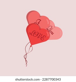 Balloon for Valantine Day, birthday, wadding, celebration. Pink balloon. Flat vector illustrarion