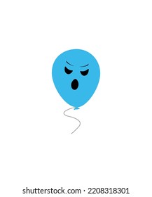 Balloon vector with angry expression isolated on white. Halloween illustration. Halloween Blue balloon vector. 