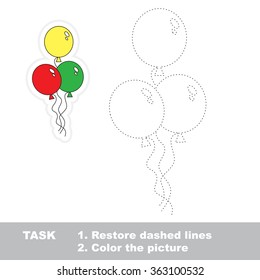 Balloon in vector to be traced. Restore dashed line and color the picture.
