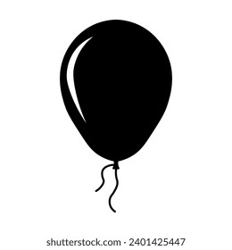Icono negro del vector de globo sobre fondo blanco