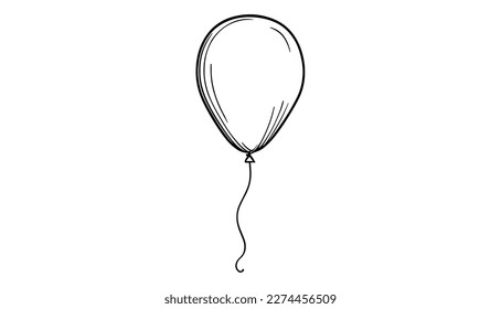 Balloon vector black line illustration isolated white. Sketch art