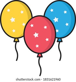 balloon vector colour line icon 