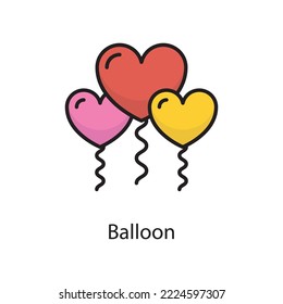 Ilustración de diseño de iconos de esquema rellenado por un vector de globo. Símbolo de amor en el archivo EPS 10 de fondo blanco