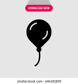 Balloon Vector Icon, Black round rubber bag filled with air symbol. Simple, modern flat vector illustration for mobile app, website or desktop app 