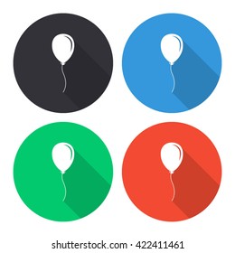 balloon vector icon - colored(gray, blue, green, red) round buttons with long shadow