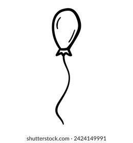Balloon vector icon in doodle style. Symbol in simple design. Cartoon object hand drawn isolated on white background.