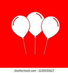 Balloon vector icon isolated on red background, vector illustration