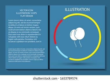 Ballon-Vektorillustration-Symbol, lorem ipsum Flaches Design