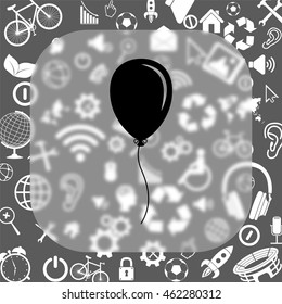 Balloon vector icon - matte glass button on background consisting  of different icons