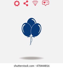 Balloon vector icon on grey background.