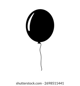 Balloon vector icon on white background. Black silhouette in doodle style. Balloon for party, birthday and wedding.