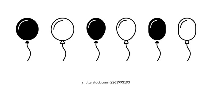 Conjunto de iconos de vector de globo. Símbolos de la celebración del cumpleaños. Signo de globo de partido