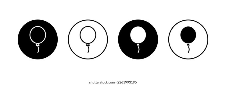 Balloon vector icon set. Birthday celebration event symbols. Party balloon in circle sign