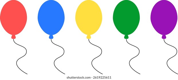 Balloon vector icon set. Birthday celebration event symbols. Rubber air balloons icons. Bunch of party decoration
