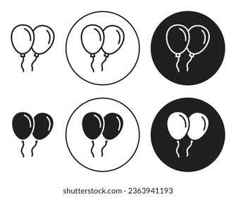 Icono de vector de globo conjunto en color negro. Adecuado para aplicaciones y diseños de interfaz de usuario de sitios web