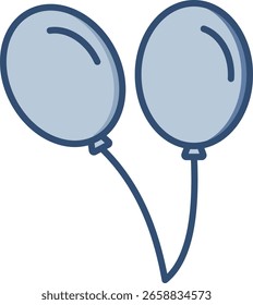Balloon vector icon with transparent background. Changeable blue color design.