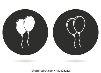 Balloon vector icon. White illustration isolated on black background for graphic and web design.