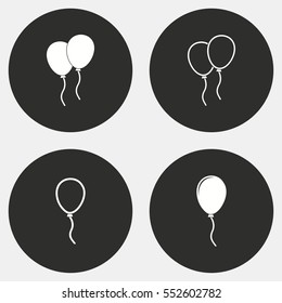 Balloon vector icon. White illustration isolated on black background for graphic and web design.