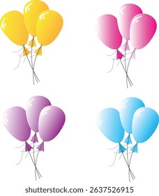 balloon vector icons design set isolated on white background