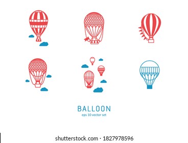 Balloon - vector icons set on white background. Symbol for web, infographics, print design and mobile UX/UI kit. Vector illustration, EPS10.