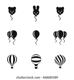 Balloon vector icons. Simple illustration set of 9 Balloon elements, editable icons, can be used in logo, UI and web design