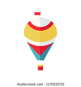 Balloon vector illustration. Flat balloon icon. Red balloon in the sky. Freedom, dream, achievement concept.