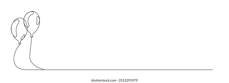 Balloon vector illustration in one continuous editable line drawing style. Editable stroke