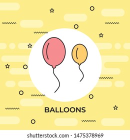 Balloon vector line icon illustration