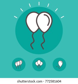 Balloon vector line icons. Holiday and party pictogram.