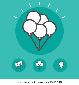 Balloon vector line icons. Holiday and party pictogram.