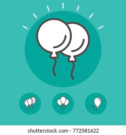 Balloon vector line icons. Holiday and party pictogram.