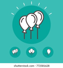 Balloon vector line icons. Holiday and party pictogram.