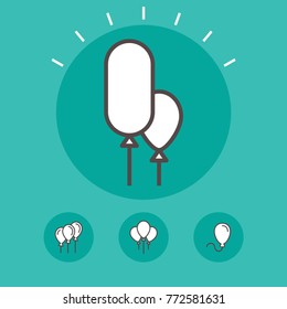 Balloon vector line icons. Holiday and party pictogram.