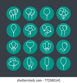 Balloon vector line icons. Holiday and party decoration pictogram.