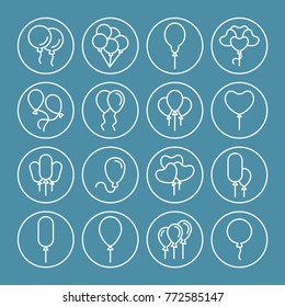 Balloon vector line icons. Holiday and party decoration pictogram.
