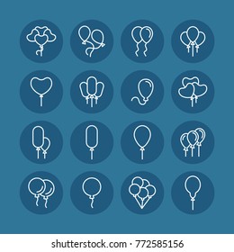 Balloon vector line icons. Holiday and party decoration pictogram.