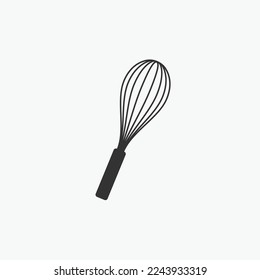 Balloon whisk, manual mixing whisking for bakery class logo.