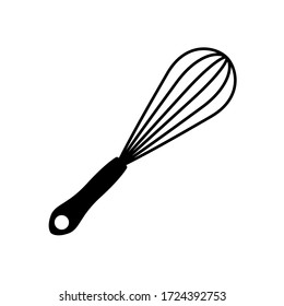 Balloon whisk for mixing flat vector icon isolated on white background. Balloon whisk for whisking flat vector icon for cooking isolated on white background. 