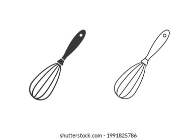 Balloon whisk for mixing and whisking flat vector icon for cooking apps and websites icon set
