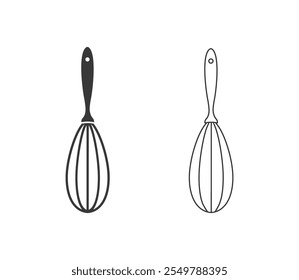 Balloon whisk for mixing and whisking flat vector icon set for cooking apps and websites