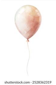 A balloon with a white background. The balloon is white and has a pinkish hue. It is floating in the air