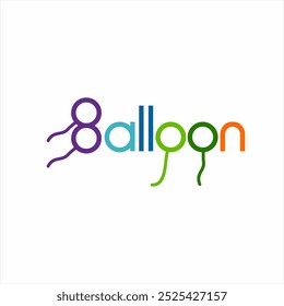 Balloon word design with balloon illustrations on the letters B and O. Can be used as an element in birthday party decorations and others.