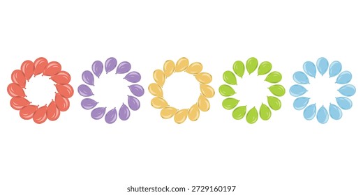 Coroas de Balão, Quadros de Festa Festiva e Fronteiras. Anel de balão, Clipart de decoração de festa colorida. Borda de Balão Festivo, Quadro de Celebração para Convites