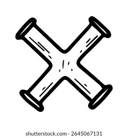 Chave inglesa. Vetor de rabiscar desenhado à mão. Ferramenta mecânica automática para desparafusar porcas de parafusos. Trabalhe em serviço de garagem. Elemento de esboço da arte da linha da ilustração.